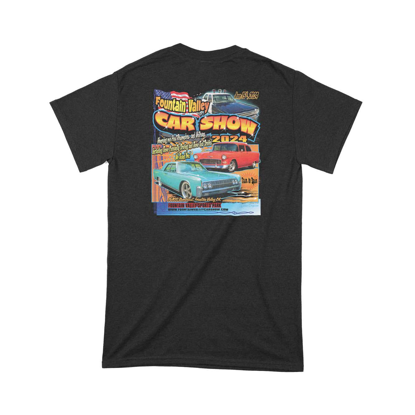 2024 FV Car Show T-shirt – Black – Fountain Valley Car Show